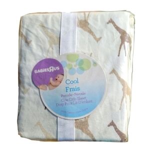 NEW BabiesRUs Giraffe Print 100% Cotton Crib Sheet, 200 Thread Count